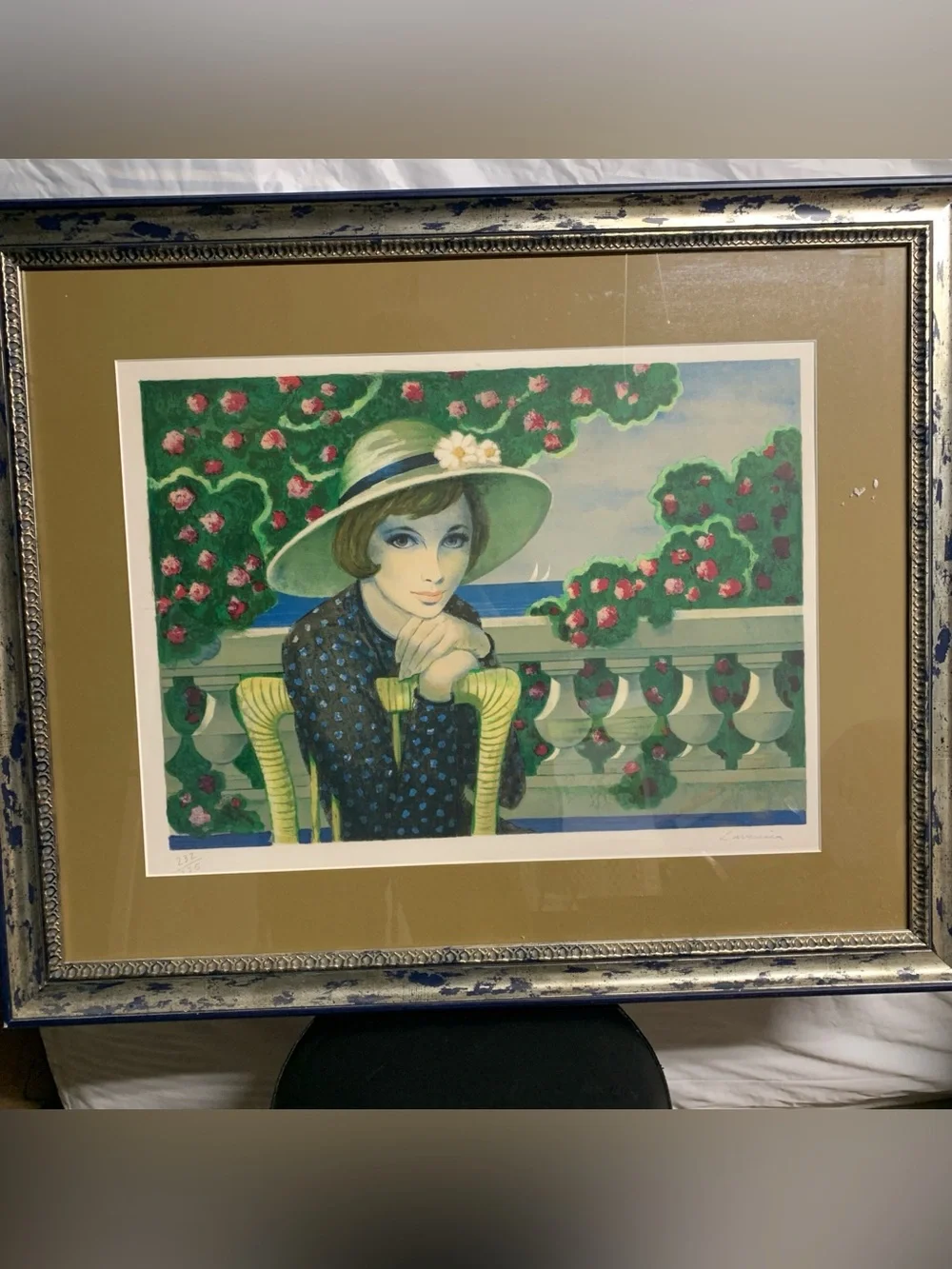 Lithograph by ANGELINA LAVERNIA (Spain, b. 1925) Ships W/no Frame